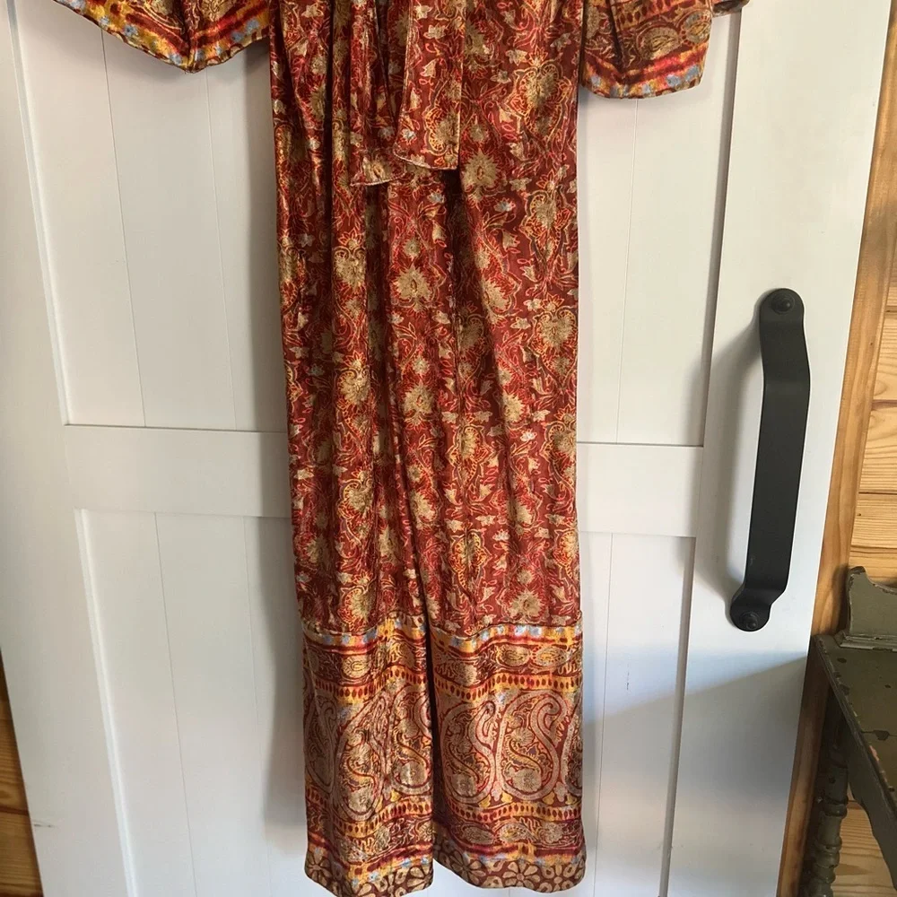 Free People Harper printed one piece Sangria jumpsuit/ jumper velvet